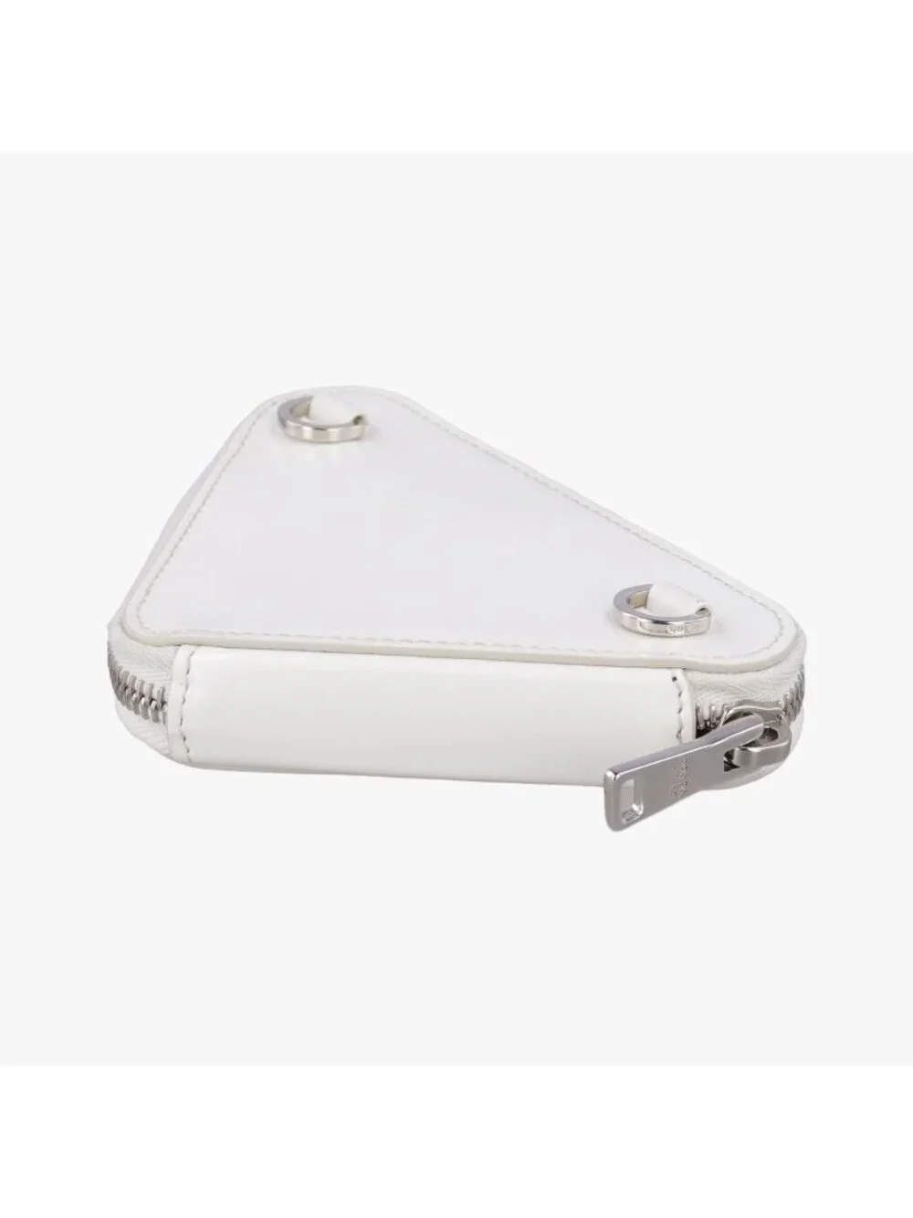 Prada Triangle Chain Pouch White Leather